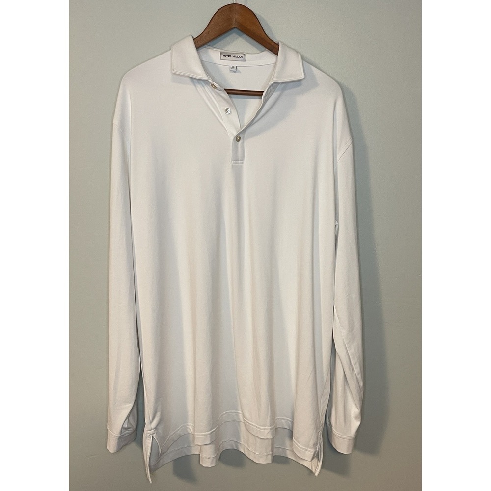 Peter Millar Polo Shirt Mens XL White Crown Sport‎ Lyons Performance Golf